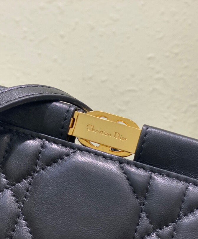 Christian Dior Caro Colle Noire Clutch With Chain